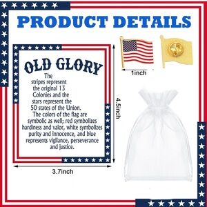 $2 Old Glory Patriotic Flag Pins Set New $2 WITH ANY $10 ORDER OR MORE